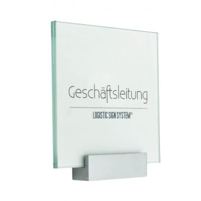 Tuerschild VITRUM A Glasschild fuer Buero aus Glas 140 140 mm